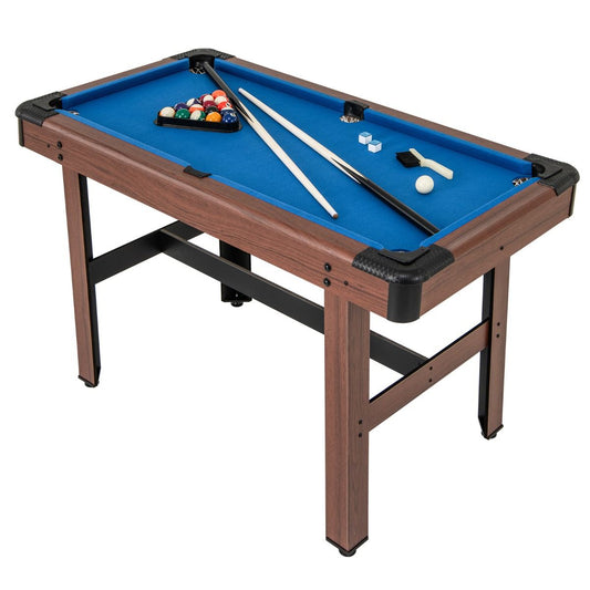Table De Billard De 122 Cm En Bois Avec Jeu Complet De Boules 2 Queues De Billard 2 Craies Triangle Brosse Table Compacte Bleu/Vert